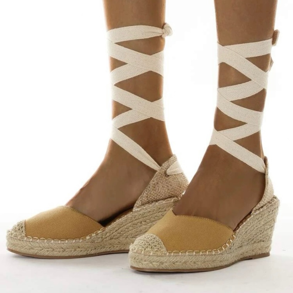 Tie Leg Espadrille Wedges